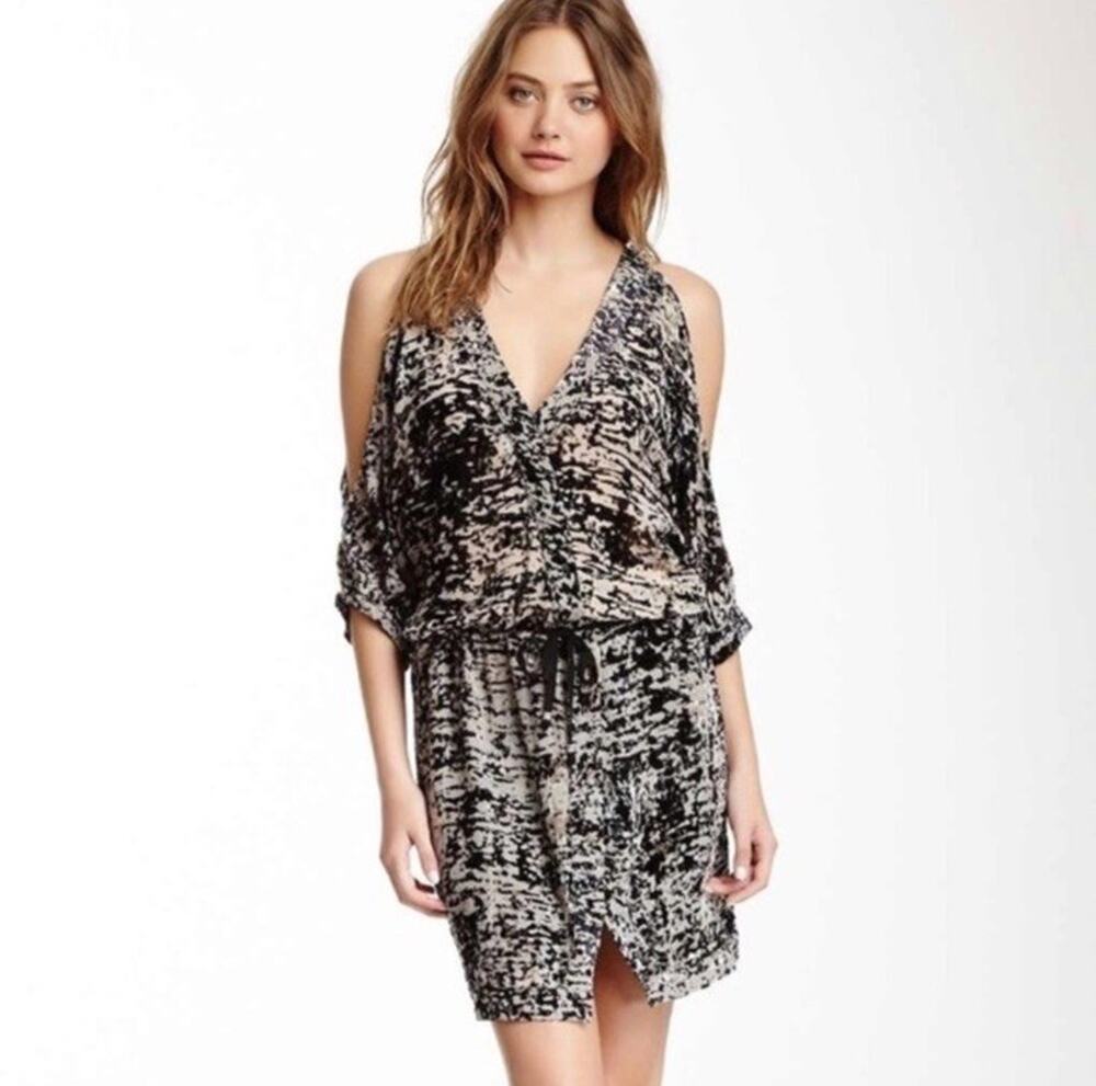 Gypsy 05 Silk Velvet Burnout Dress – L - Sheer Cold Shoulder Boho Holiday Party